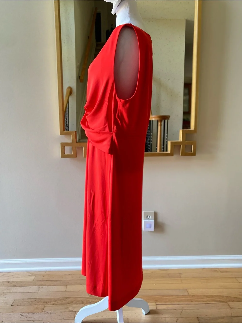 Ann Taylor Twist Front Jersey Dress Crimson Orange sz XL - Picture 5 of 15